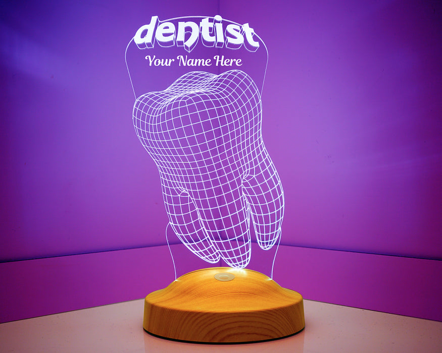 3D Diş Doktoru Figürlü LED Lamba – Kişiye Özel Diş Hekimi Hediyesi