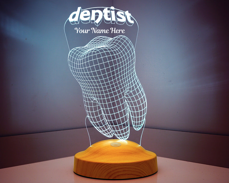 3D Diş Doktoru Figürlü LED Lamba – Kişiye Özel Diş Hekimi Hediyesi