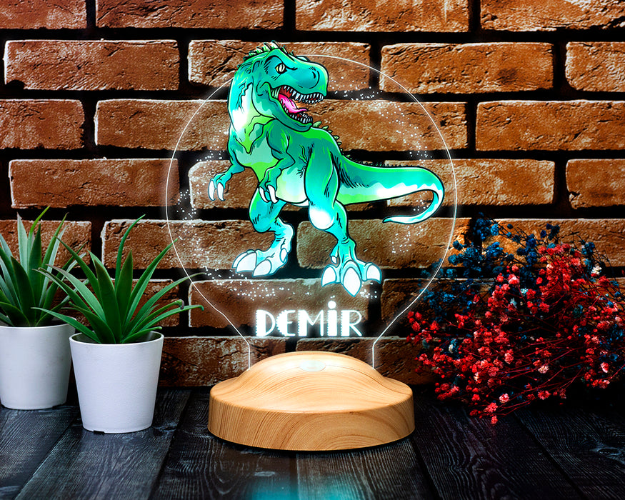Çocuk Hediyesi Dinozor 3D Led Lamba T-rex Tasarımlı Çocuk Odası Gece Lambası