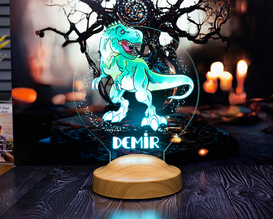 Çocuk Hediyesi Dinozor 3D Led Lamba T-rex Tasarımlı Çocuk Odası Gece Lambası