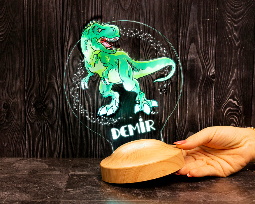 Çocuk Hediyesi Dinozor 3D Led Lamba T-rex Tasarımlı Çocuk Odası Gece Lambası