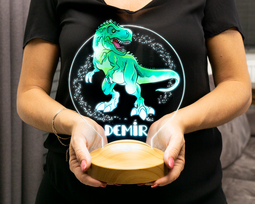 Çocuk Hediyesi Dinozor 3D Led Lamba T-rex Tasarımlı Çocuk Odası Gece Lambası