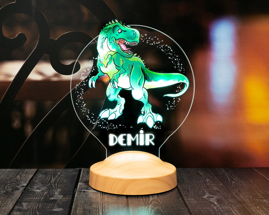 Çocuk Hediyesi Dinozor 3D Led Lamba T-rex Tasarımlı Çocuk Odası Gece Lambası