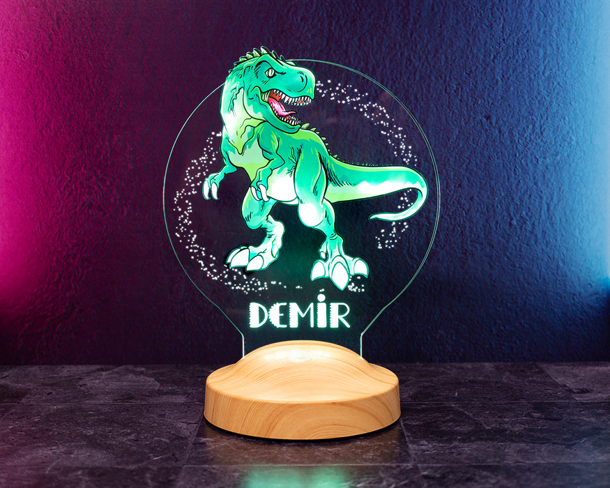 Çocuk Hediyesi Dinozor 3D Led Lamba T-rex Tasarımlı Çocuk Odası Gece Lambası
