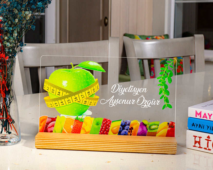 Kişiye Özel Pleksi Şeffaf tablo Diyetisyen Doktor Hediyesi Özel Hediye Paketli