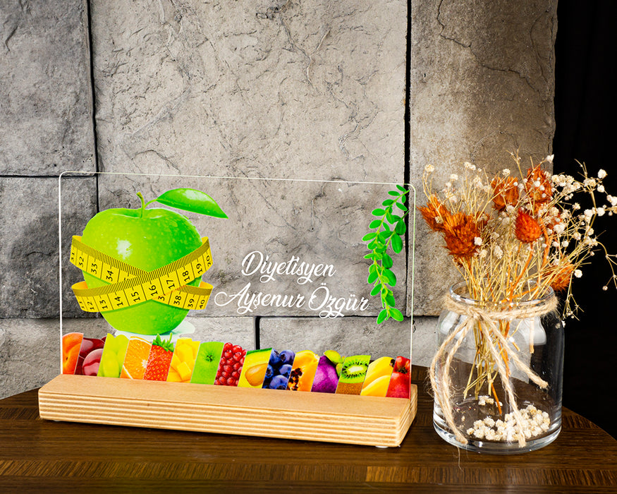 Kişiye Özel Pleksi Şeffaf tablo Diyetisyen Doktor Hediyesi Özel Hediye Paketli