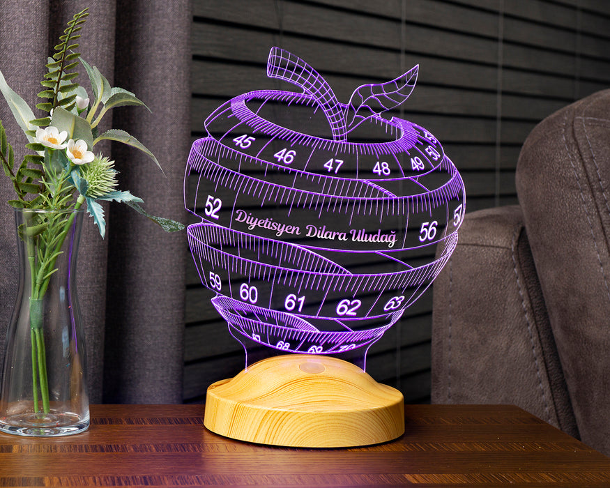 Diyetisyenler Günü Hediyesi Kişiye Özel Diyetisyen Doktor Hediyesi  3D 3 Boyutlu Led Lamba