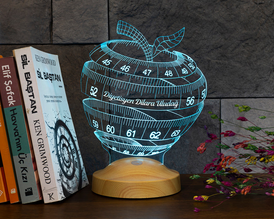 Diyetisyenler Günü Hediyesi Kişiye Özel Diyetisyen Doktor Hediyesi  3D 3 Boyutlu Led Lamba