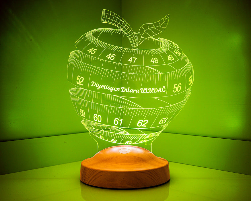 Diyetisyenler Günü Hediyesi Kişiye Özel Diyetisyen Doktor Hediyesi  3D 3 Boyutlu Led Lamba