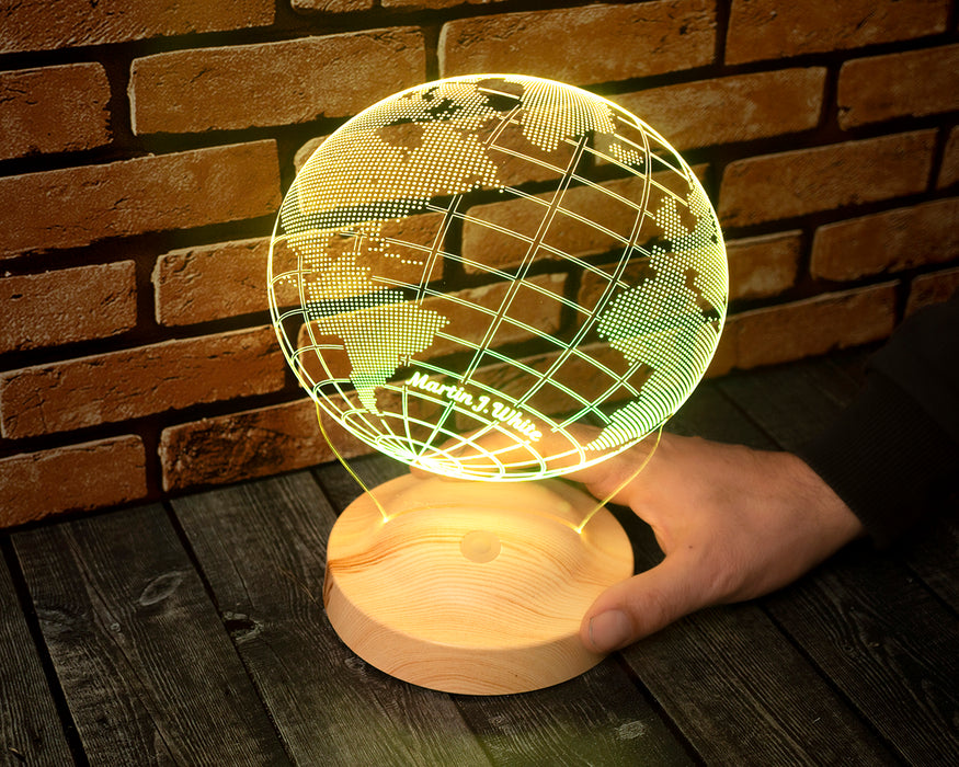 Kişiye Özel Dünya Haritası Figürlü 3D Led Gece Lambası, 3 Boyutlu Küre Dünya Haritası Led Lamba