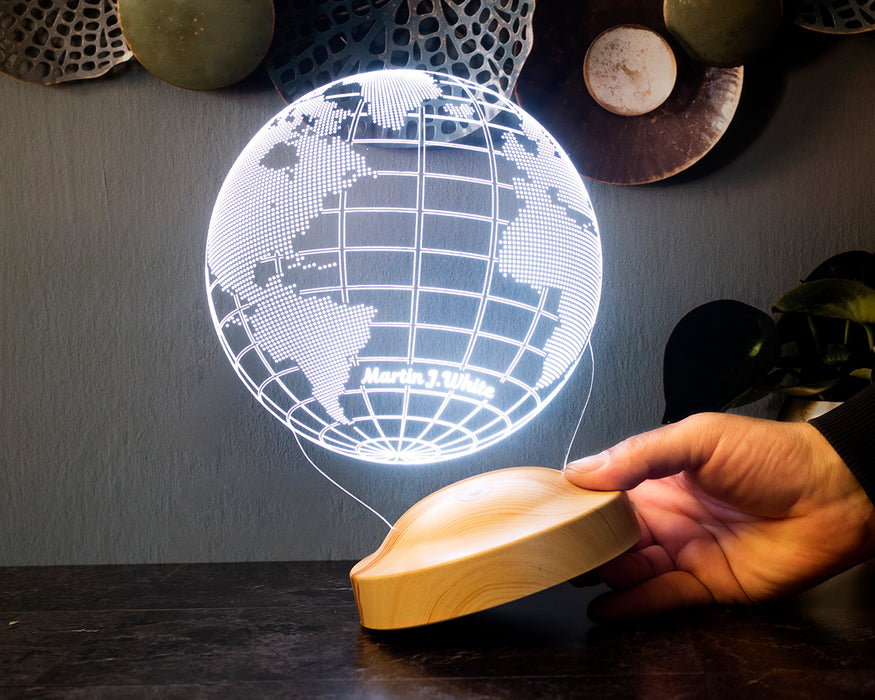 Kişiye Özel Dünya Haritası Figürlü 3D Led Gece Lambası, 3 Boyutlu Küre Dünya Haritası Led Lamba