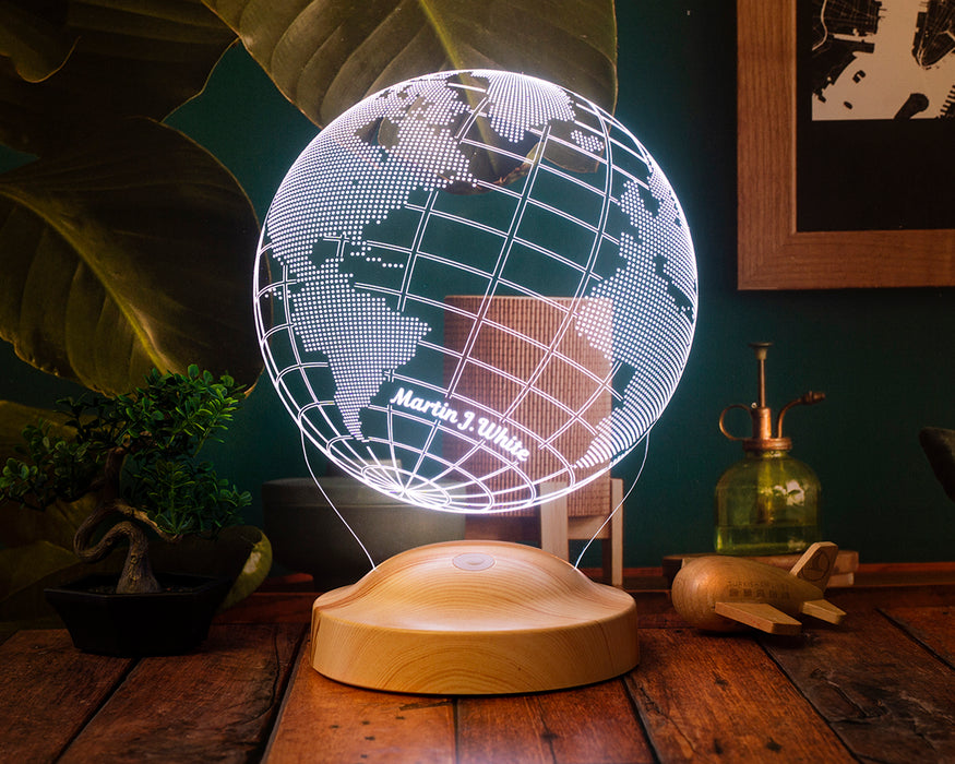 Kişiye Özel Dünya Haritası Figürlü 3D Led Gece Lambası, 3 Boyutlu Küre Dünya Haritası Led Lamba