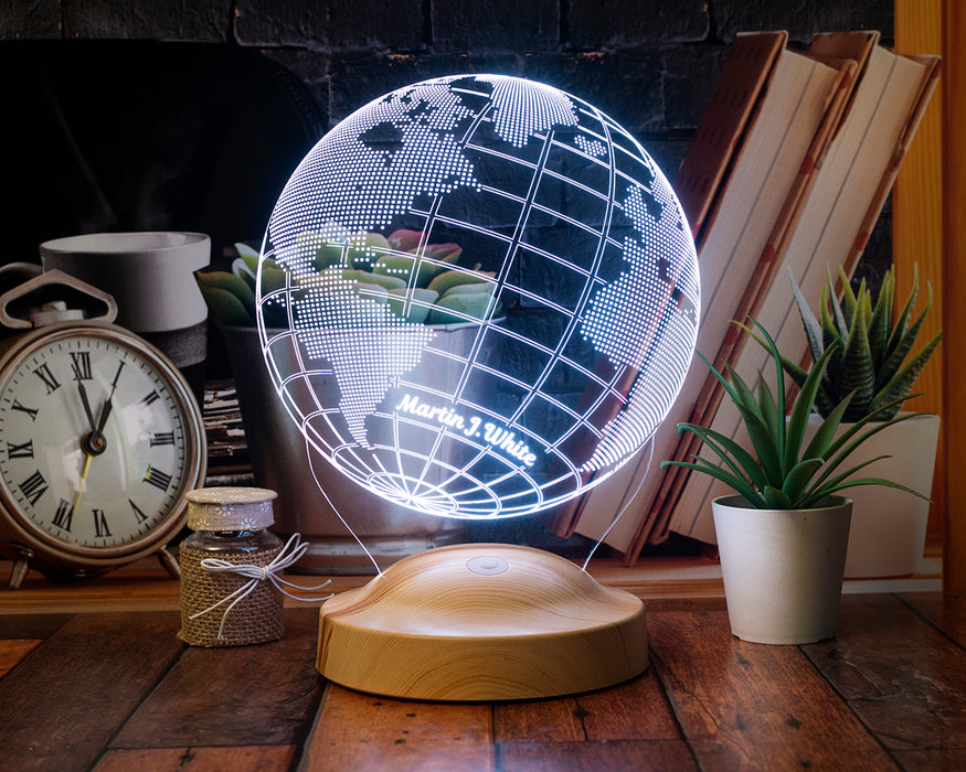 Kişiye Özel Dünya Haritası Figürlü 3D Led Gece Lambası, 3 Boyutlu Küre Dünya Haritası Led Lamba