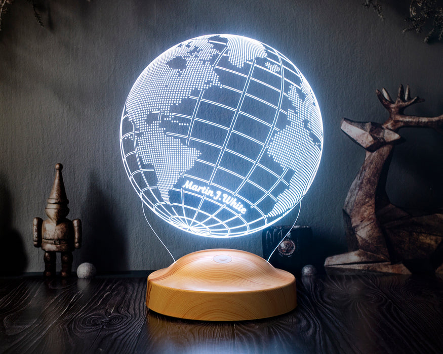 Kişiye Özel Dünya Haritası Figürlü 3D Led Gece Lambası, 3 Boyutlu Küre Dünya Haritası Led Lamba