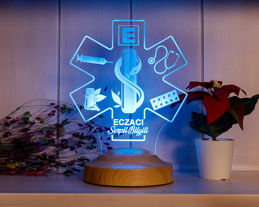 Eczacılar Günü Hediyesi, Eczacılara Özel Hediye, Eczane Logolu Kişiye Özel Led Lamba, Eczacı Teknisyenine Hediye