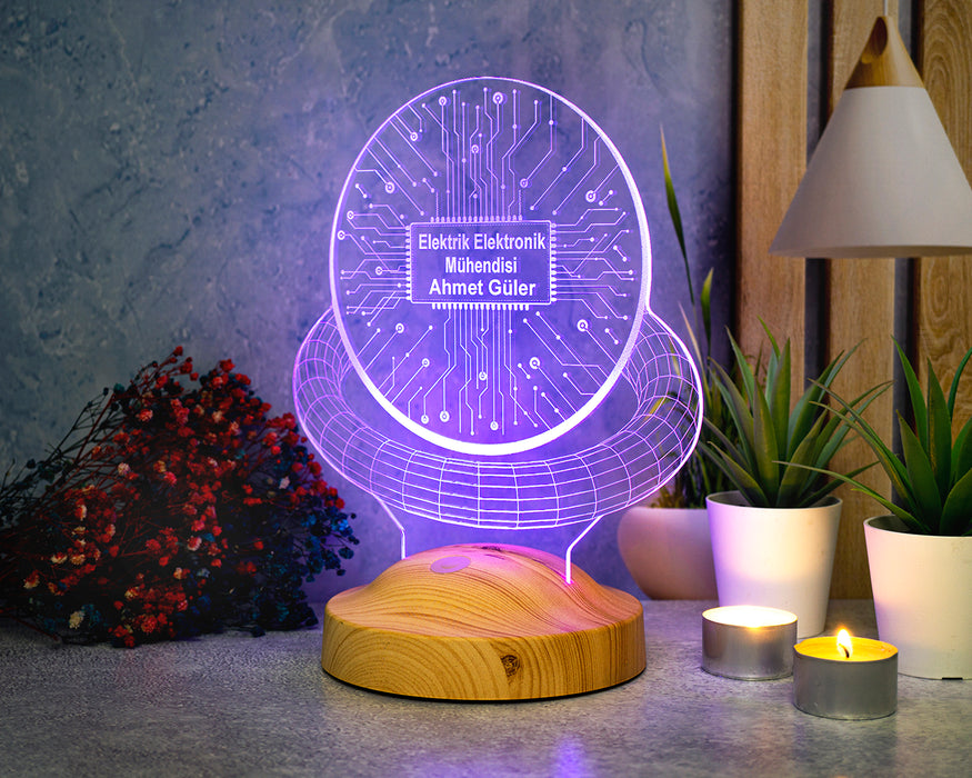 Mühendislere Özel Hediye, Elektrik Elektronik Mühendisi Hediyesi, Mühendise İsimli Hediye Led Lamba, Kişiye Özel Masa Lambası