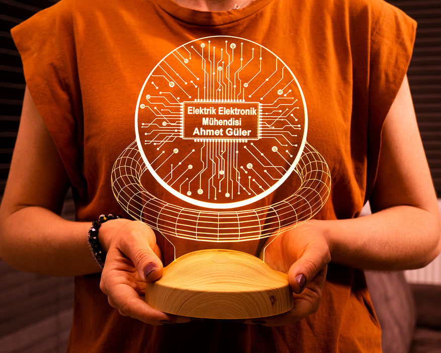 Mühendislere Özel Hediye, Elektrik Elektronik Mühendisi Hediyesi, Mühendise İsimli Hediye Led Lamba, Kişiye Özel Masa Lambası