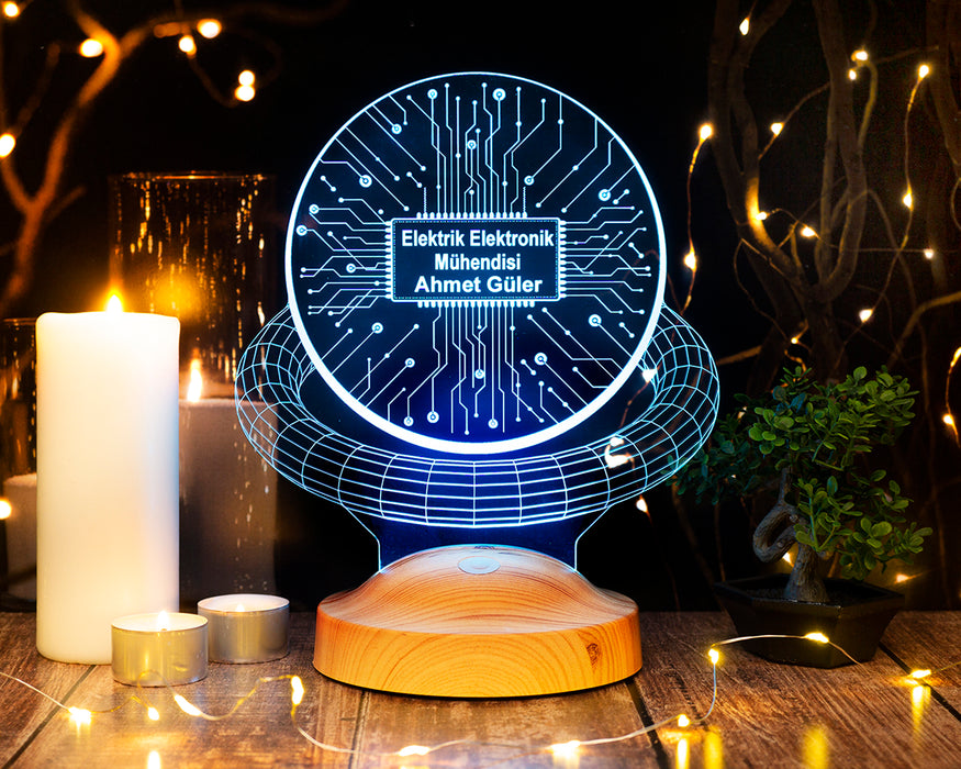 Mühendislere Özel Hediye, Elektrik Elektronik Mühendisi Hediyesi, Mühendise İsimli Hediye Led Lamba, Kişiye Özel Masa Lambası