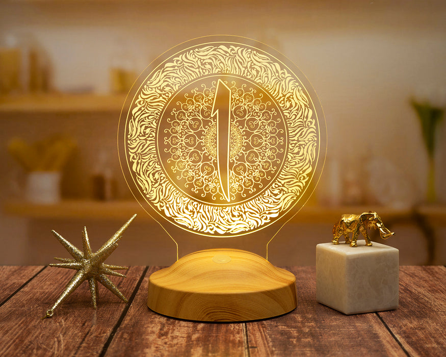 Elif Harfi Desenli, Dini sembollü Hediye, Dini Hediye, Motifli Arapça Elif Harfi Yazılı Led Lamba