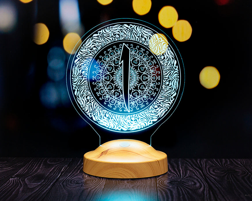 Elif Harfi Desenli, Dini sembollü Hediye, Dini Hediye, Motifli Arapça Elif Harfi Yazılı Led Lamba