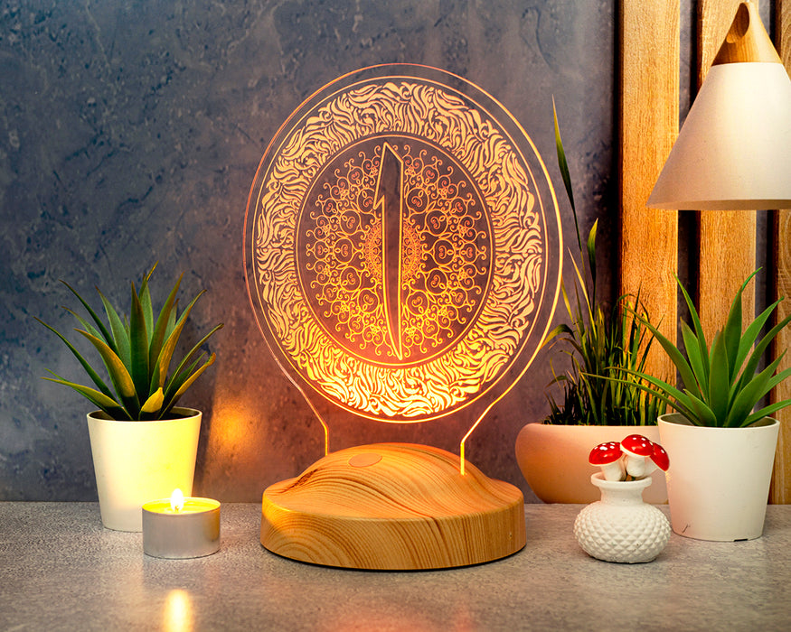 Elif Harfi Desenli, Dini sembollü Hediye, Dini Hediye, Motifli Arapça Elif Harfi Yazılı Led Lamba