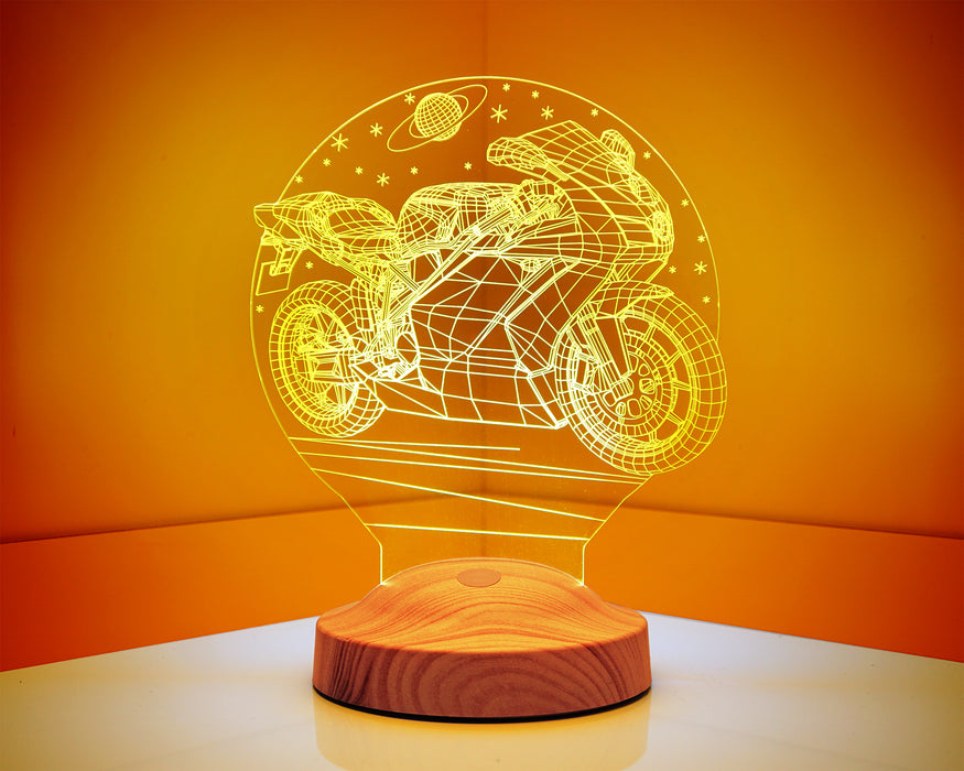 Racing Motosiklet Motor Hayranlarına Hediye 3D Led Lamba, Erkeğe Hediye, Motor GP Kişiye Özel 3 Boyutlu Lamba