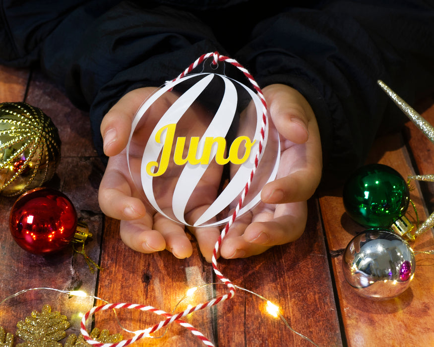 Yılbaşı Ağacı Süsü Kişiye Özel İsim Yazılı 5 Adet Şeffaf UV Renkli Baskılı Hediye Ornament