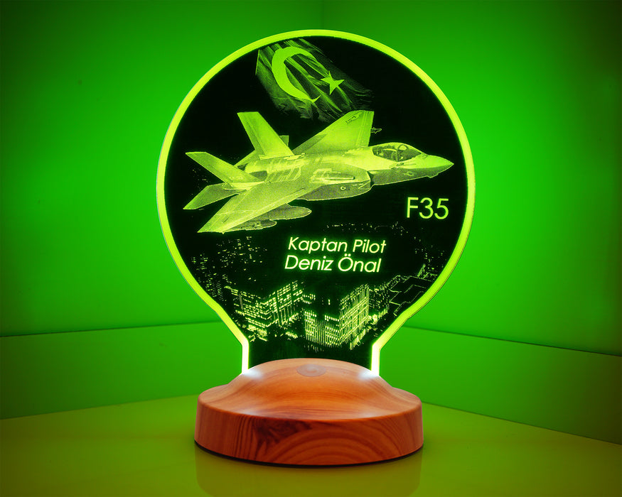F35 Savaş Uçağı, Hava Kuvvetleri Hediyesi Kişiye Özel Uçak Led Lamba, Havacılık Hediyesi