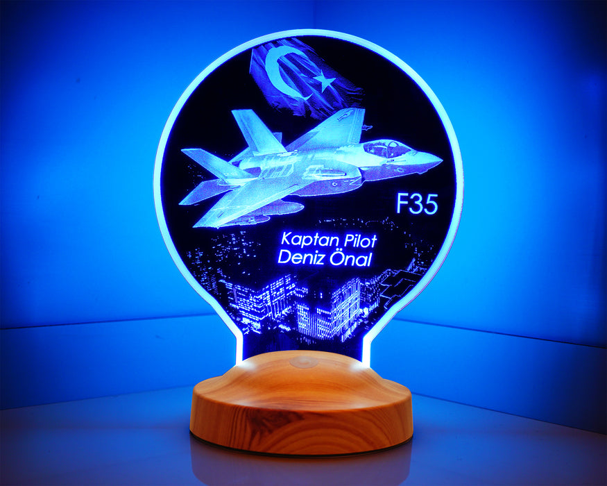 F35 Savaş Uçağı, Hava Kuvvetleri Hediyesi Kişiye Özel Uçak Led Lamba, Havacılık Hediyesi