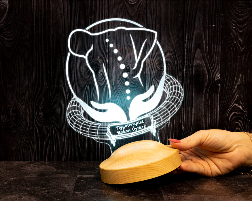 Fizyoterapiste, Ortopedi ve Fizik Tedavi Doktoruna Özel İsimli 3D LED Lamba Hediyesi