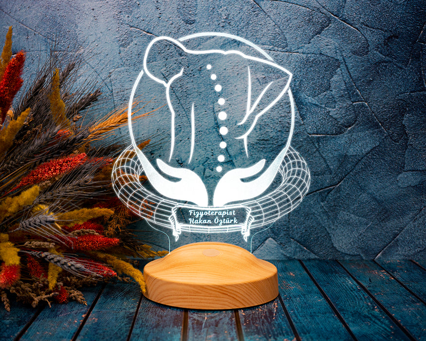 Fizyoterapiste, Ortopedi ve Fizik Tedavi Doktoruna Özel İsimli 3D LED Lamba Hediyesi