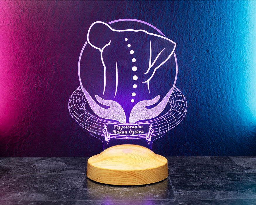 Fizyoterapiste, Ortopedi ve Fizik Tedavi Doktoruna Özel İsimli 3D LED Lamba Hediyesi