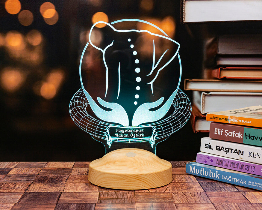 Fizyoterapiste, Ortopedi ve Fizik Tedavi Doktoruna Özel İsimli 3D LED Lamba Hediyesi