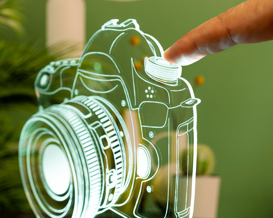 DSLR Kamera Figürlü 3D LED Lamba – Fotoğrafçılara ve Kameramanlara Özel Kişiye Özel Hediye