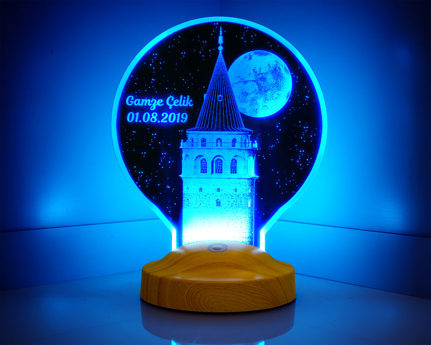 Yeni Galata Kulesi Kişiye Özel İsimli Led Lamba