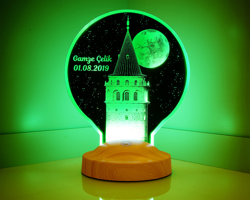 Yeni Galata Kulesi Kişiye Özel İsimli Led Lamba
