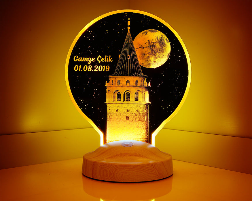 Yeni Galata Kulesi Kişiye Özel İsimli Led Lamba