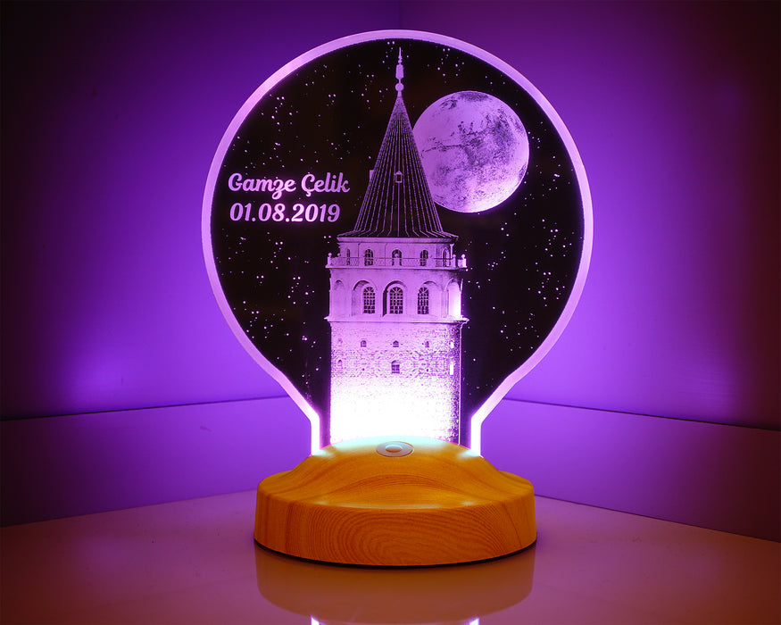 Yeni Galata Kulesi Kişiye Özel İsimli Led Lamba