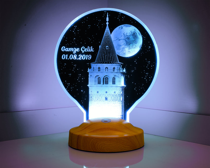 Yeni Galata Kulesi Kişiye Özel İsimli Led Lamba