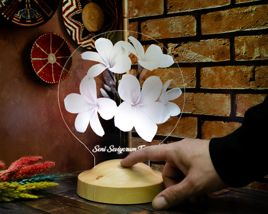 Sevgiliye Hediye, Plumeria Çiçeği Sevgiliye Doğum Günü Hediyesi İsimli Led Lamba