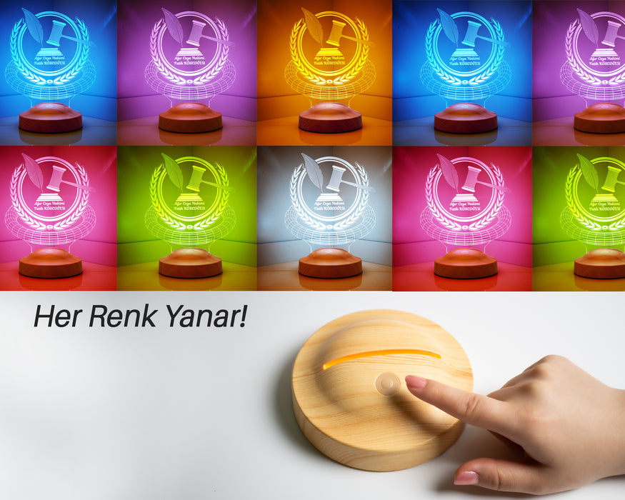 Hakim Hediyesi Kişiye Özel 3 Boyutlu Adalet Led Lamba