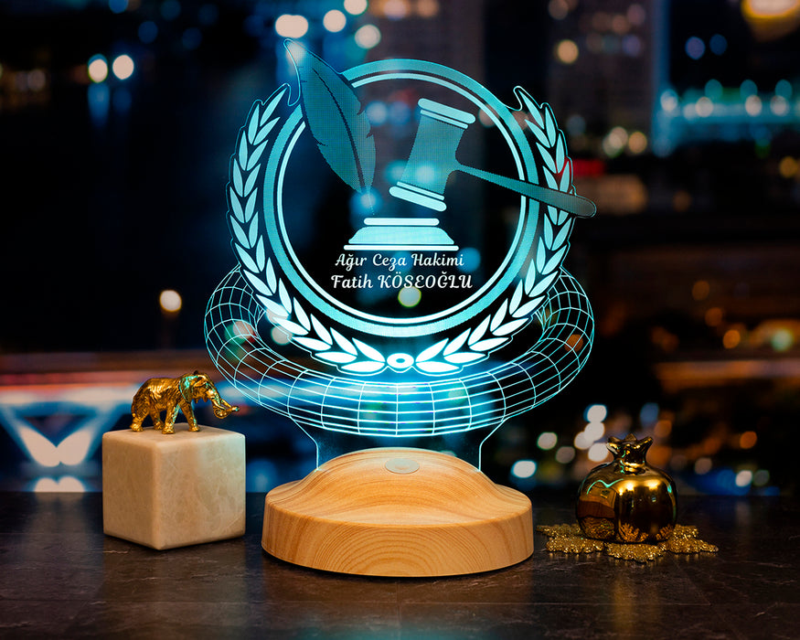 Hakim Hediyesi Kişiye Özel 3 Boyutlu Adalet Led Lamba