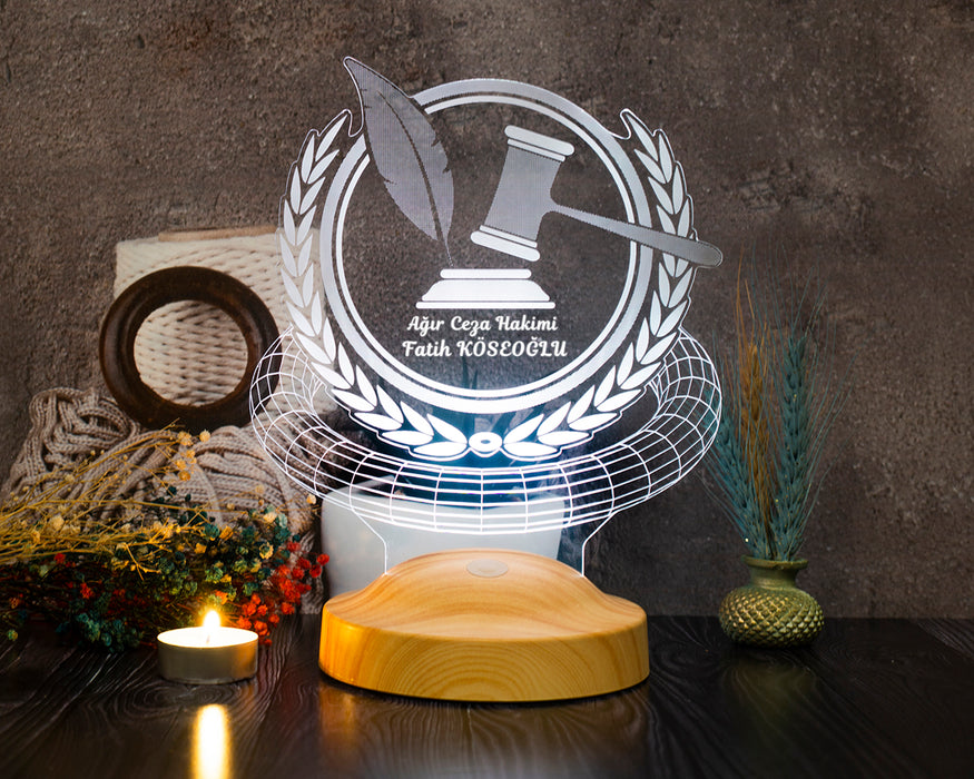 Hakim Hediyesi Kişiye Özel 3 Boyutlu Adalet Led Lamba