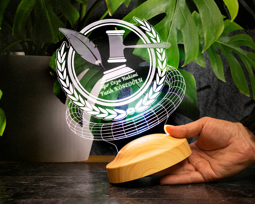 Hakim Hediyesi Kişiye Özel 3 Boyutlu Adalet Led Lamba