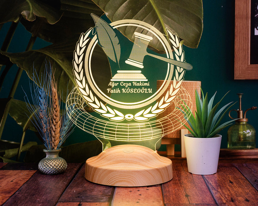 Hakim Hediyesi Kişiye Özel 3 Boyutlu Adalet Led Lamba