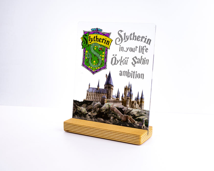 Kişiye Özel Pleksi Şeffaf Tablo Hogwarts Slytherin Binası Harry Potter Hediyesi