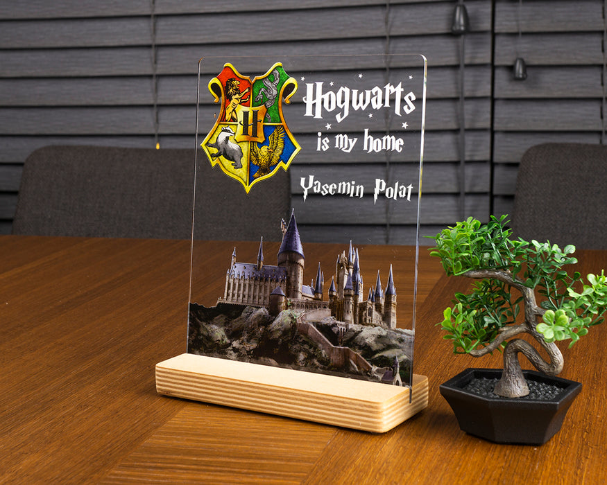 Kişiye Özel Pleksi Şeffaf Çerçeve Fotoğraflı Harry Potter Hogwarts Hediyesi Hediye Paketli