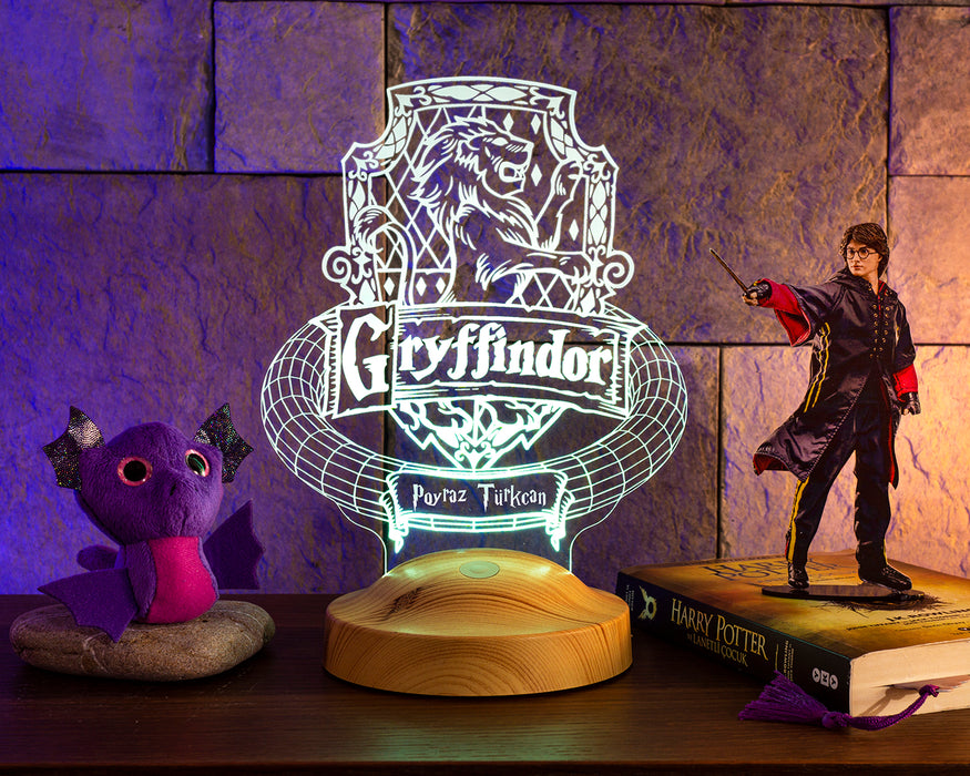 Harry Potter Hogwarts Gryffindor Hediyesi, Hogwarts Hayranları Hediyesi Kişiye Özel 3D Led Lamba