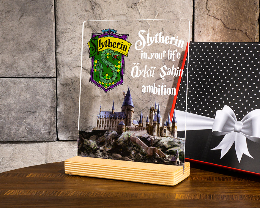 Kişiye Özel Pleksi Şeffaf Tablo Hogwarts Slytherin Binası Harry Potter Hediyesi