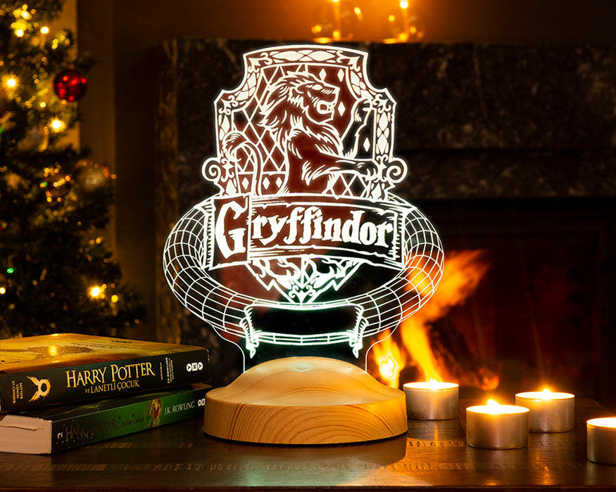 Harry Potter Hogwarts Gryffindor Hediyesi, Hogwarts Hayranları Hediyesi Kişiye Özel 3D Led Lamba
